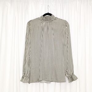 Tucker Stella Blouse Black and White Houndstooth in Silk Stretch Charmeuse Top